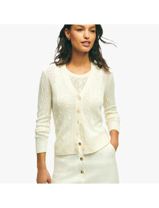 Brooks Brothers Cardigan bianco in lino con lavorazione a trecce - female Maglieria Bianco XL