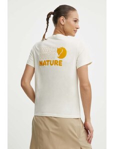 Fjallraven t-shirt Walk With Nature donna colore beige F14600171