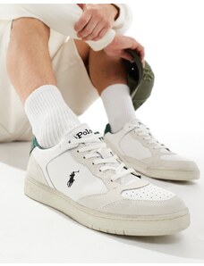 Polo Ralph Lauren - Polo Court Lux - Sneakers color crema scamosciate con logo verde