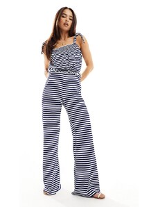 Wednesday's Girl - Pantaloni a fondo ampio a righe blu navy e bianco
