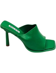Malu Shoes Sandalo sabot verde prato donna con tacco spillo martini 10 mule unica fascia pelle comodo estivo comodo