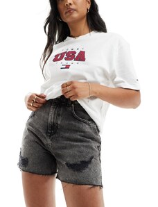 Tommy Jeans - Mom shorts a vita molto alta lavaggio nero
