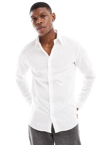 Jack & Jones - Camicia a maniche lunghe bianca in lino-Bianco
