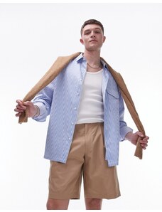Topman - Pantaloncini a fondo ampio color pietra con doppie pieghe-Neutro