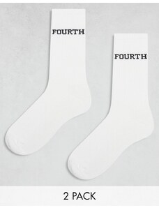 4th & Reckless - Studio - Confezione da 2 paia di calzini bianchi-Bianco