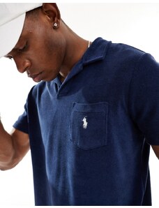 Polo Ralph Lauren - Polo in spugna blu navy con tasca con logo in coordinato