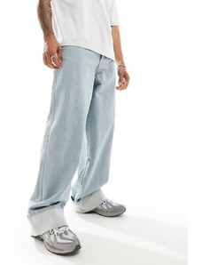 COLLUSION - X015 - Jeans super larghi a vita bassa lavaggio grigio blu chiaro con risvolto
