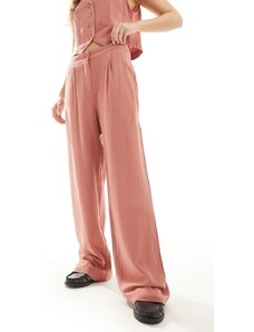 In The Style - Pantaloni a fondo ampio in lino arancione bruciato in coordinato