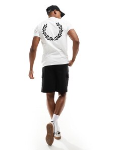 Fred Perry - T-shirt bianca con stampa grafica-Bianco