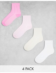Lindex - Confezione da 4 paia di calzini a trecce alla caviglia di vari colori-Multicolore