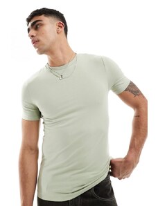 ASOS DESIGN - T-shirt attillata verde salvia