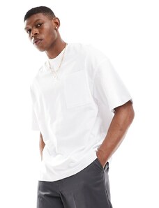 Jack & Jones - T-shirt oversize bianca con tasca-Bianco