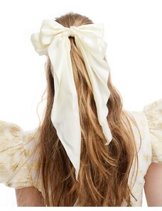 Dream Sister Jane - Fermaglio per capelli color avorio a fiocco oversize in coordinato-Bianco