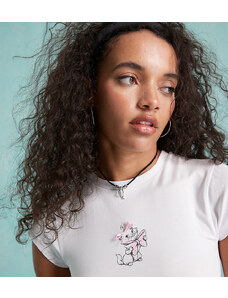 Miss Selfridge - T-shirt con fiocco e stampa disney di "Marie"-Bianco