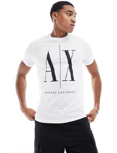 Armani Exchange - T-shirt bianca con logo grande nero-Bianco