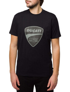 T-shirt nera da uomo con logo sul petto Ducati