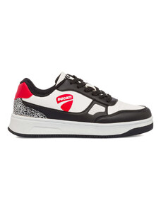 Sneakers bianche nere da ragazzo con logo rosso laterale Ducati Valencia 5 GS