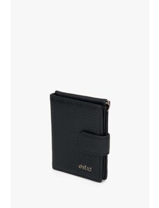 Men's Small Black Wallet made of Genuine Leather with Buckle Estro ER00114459
