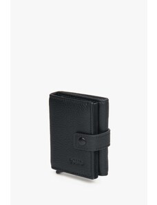 Men's Small Black Leather Wallet with Buckle Estro ER00114462
