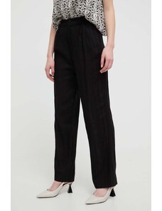 Desigual pantaloni in lino misto ARMAND colore nero 24SWPW10