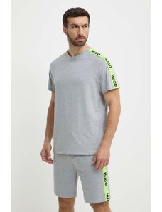 HUGO maglietta lounge colore grigio con applicazione