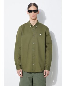 Carhartt WIP camicia in cotone Longsleeve Madison Shirt uomo colore verde I023339.25DXX