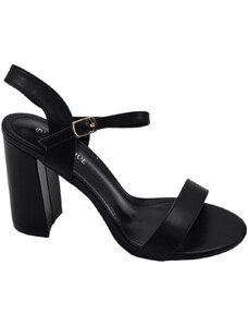 Malu Shoes Scarpe sandalo nero donna con tacco 6 cm basso comodo basic con fascia morbida e cinturino alla caviglia open toe