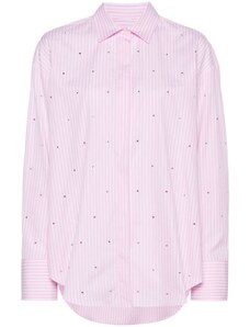 MSGM Camicia rosa a costa inglese con strass