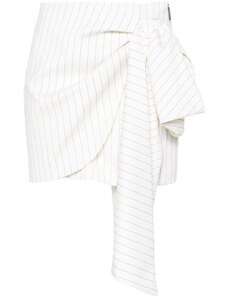 MSGM Minigonna con fiocco e drappeggio bianco gessato
