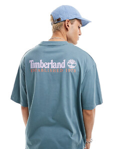 Timberland - T-shirt oversize blu con logo grande sulla schiena - In esclusiva per ASOS-Grigio