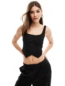 Pull&Bear - Top stile gilet a corsetto nero