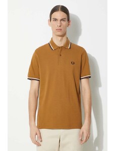 Fred Perry polo in cotone Twin Tipped Shirt colore marrone M12.V46