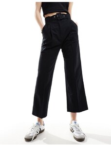 ASOS DESIGN - Pantaloni sartoriali con cintura in misto lino nero chiaro