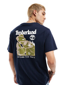 Timberland - T-shirt oversize blu navy con stampa sulla schiena - In esclusiva per ASOS