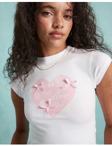 Miss Selfridge - T-shirt con stampa "Self Love Club"-Bianco