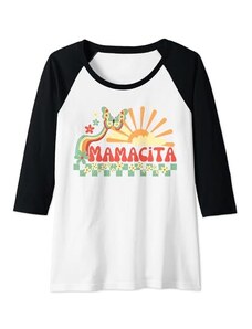 Retro Groovy Mama Donna Mamacita, stile retrò Groovy Mom anni '70 Sunshine Rainbow Mama Maglia con Maniche Raglan