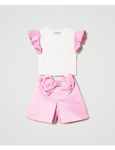 TWINSET COMPLETO (T-SHIRT+SHORTS) IN RASO