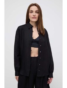 Karl Lagerfeld camicia di lino colore nero