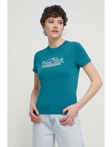 Tommy Jeans t-shirt in cotone donna colore turchese