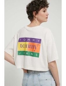 Tommy Jeans t-shirt in cotone donna colore beige DW0DW18141