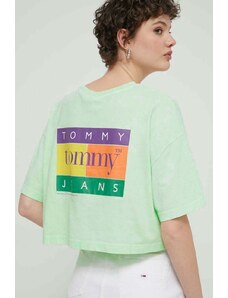 Tommy Jeans t-shirt in cotone donna colore verde DW0DW18141