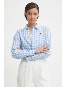 Polo Ralph Lauren camicia di lino colore blu 211935130