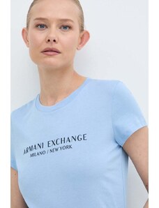 Armani Exchange t-shirt in cotone donna colore turchese