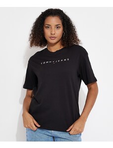 Tommy Jeans T-Shirt Logo Embroidered Nera Donna
