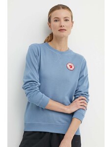 Fjallraven felpa in cotone 1960 Logo Badge Sweater donna colore blu con applicazione F87230