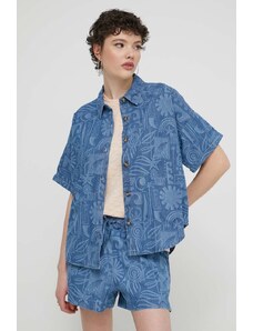 Roxy camicia di jeans Beach Nostalgia donna colore blu ERJWT03621