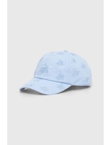 Vilebrequin berretto da baseball in cotone CASTLE colore blu con applicazione CTLC4493