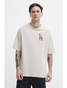 New Era t-shirt in cotone uomo colore beige con applicazione LOS ANGELES DODGERS