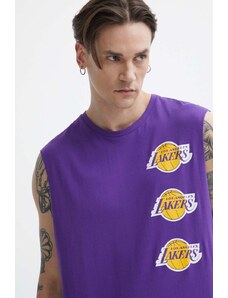 New Era t-shirt in cotone uomo colore violetto LOS ANGELES LAKERS