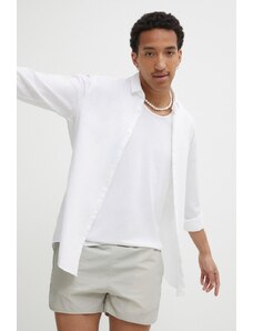 HUGO camicia in lino misto colore bianco